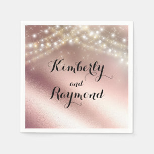 Rose Gold Foil and Lights Dreamy Romantic Napkin