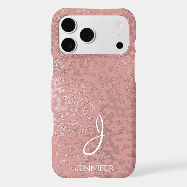 Rose Gold Foil Animal Pattern Monogram (Back)