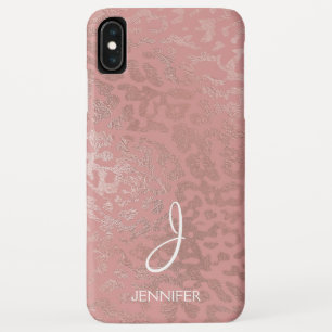 Rose Gold Foil Animal Pattern Monogram iPhone XS Max Case