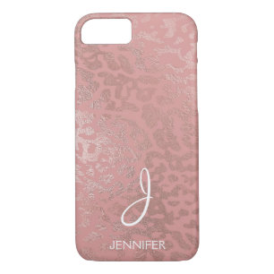 Rose Gold Foil Animal Pattern Monogram Case-Mate iPhone Case
