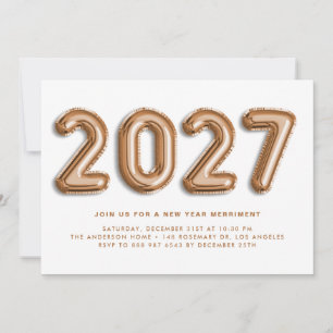 Rose Gold Foil Balloons 2026 New Year's Eve Party Invitation