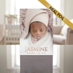 Rose Gold Foil Birth Announcement Card