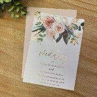 Rose Gold Foil & Blush Flowers Wedding