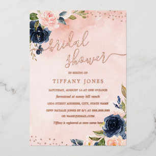 ROSE GOLD FOIL Blush Navy Floral Bridal Shower 