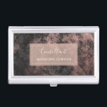 Rose Gold Foil | Blush Pink and Black Foil Business Card Holder<br><div class="desc">Blush Pink - Rose Gold and Black Foil Metallic Stainless Steel Consultant Minimalist Business Card Holder with white hand lettered elegant typography for the monogram. The trendy Rose Gold Foil Metal Business Card Holder can be customized for any profession. If the profession or name text does not fit your needs,...</div>