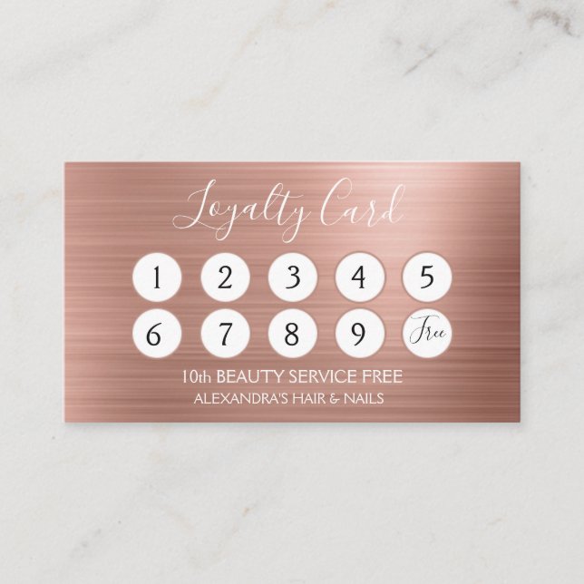 Rose Gold Foil | Blush Pink Foil Loyalty Punch Card (Front)