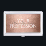 Rose Gold Foil | Blush Pink Foil Modern Business Card Holder<br><div class="desc">Blush Pink - Rose Gold Foil Metallic Minimalist Business Card Holder with white hand lettered typography for the monogram. The Rose Gold Foil Foil Business Card Holder can be customized for any profession. If the profession or name text does not fit your needs,  please contact the designer.</div>