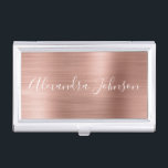 Rose Gold Foil | Blush Pink Foil Modern Business Card Holder<br><div class="desc">Blush Pink - Rose Gold Foil Metallic Stainless Steel Minimalist Business Card Holder with white lettered script signature typography for the monogram. The Rose Gold Foil Metal Business Card Holders can be customized with your name. Please contact the designer for customized matching items.</div>