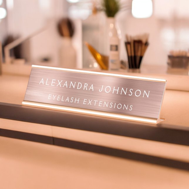 Rose Gold Foil | Blush Pink Foil Modern Desk Name Plate (Creator Uploaded)