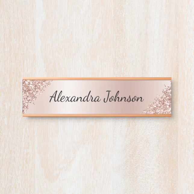 Rose Gold Foil | Blush Pink Foil Modern Door Sign (Front)
