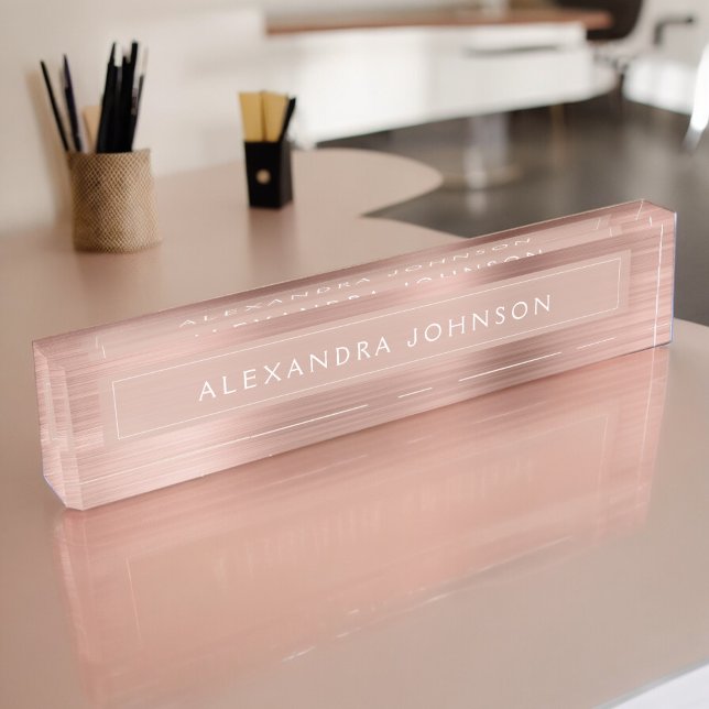 Rose Gold Foil | Blush Pink Foil Modern Nameplate (Creator Uploaded)
