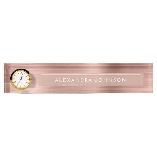 Rose Gold Foil | Blush Pink Foil Modern Nameplate (Front)