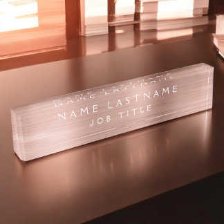 Rose Gold Foil | Blush Pink Professional Modern Nameplate