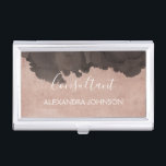 Rose Gold Foil | Blush Pink Watercolor Modern Business Card Holder<br><div class="desc">Blush Pink - Rose Gold and Black Watercolor Trendy Consultant Minimalist Business Card Holder with white hand lettered elegant typography for the monogram. The Rose Gold and Black Watercolor Business Card Holder can be customized for any profession. If the profession or name text does not fit your needs, please contact...</div>