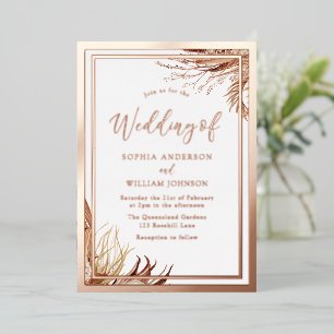 Rose Gold Foil Bohemian Boho Leaves Wedding