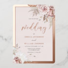 Rose Gold Foil Border Blush Floral Wedding