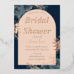 Rose gold foil bridal shower floral Invitation<br><div class="desc">Rose gold foil bridal shower floral Invitation. Dusty blue rose gold floral.  This invitation features gold flowers,  gold leaves,  flowers and leaves,  embellished with rose gold foil accents. Personalize with your bridal shower details.</div>