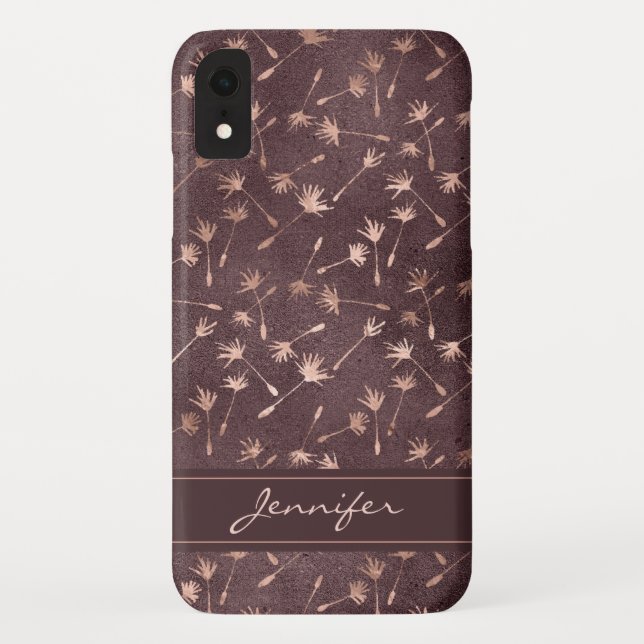 Rose Gold Foil - Burgundy Pattern - Add Your Name Case-Mate iPhone Case (Back)
