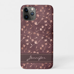 Rose Gold Foil - Burgundy Pattern - Add Your Name iPhone 11 Pro Case