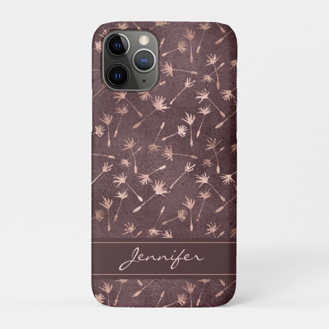 Rose Gold Foil - Burgundy Pattern - Add Your Name Case-Mate iPhone Case (Back)