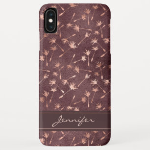 Rose Gold Foil - Burgundy Pattern - Add Your Name iPhone XS Max Case