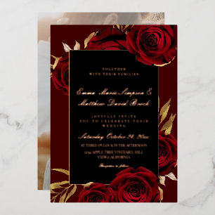 Rose Gold Foil Burgundy Red Black Floral Wedding