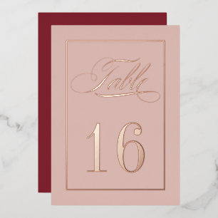 Rose Gold Foil Burgundy Wedding Table Numbers