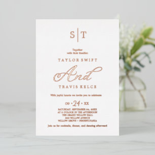 Rose Gold Foil   Calligraphy Monogram Wedding