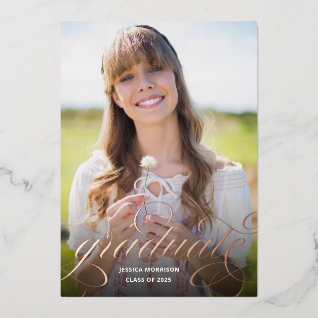 Rose Gold Foil Calligraphy Photo Graduation Party (Front)