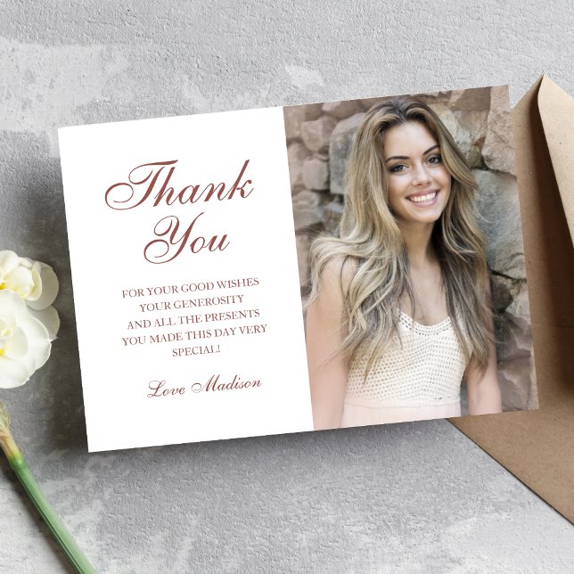 Rose gold foil chic photo thank you Sweet 16 (Creator Uploaded)