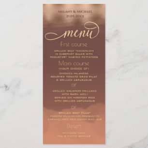 Rose gold foil cinnamon cantaloupe watercolor menu