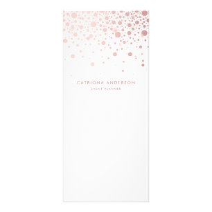 Rose Gold Foil Confetti Business Rack Card   White