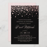 Rose Gold Foil Confetti Dots Black B'not Mitzvah Invitation<br><div class="desc">Invite family and friends with this customizable B'not Mitzvah invitation. It features faux pink rose gold confetti dots and whimsical calligraphy on black background. Personalize by adding your event details. This rose gold B'not Mitzvah is available in other colours and cardstock.</div>