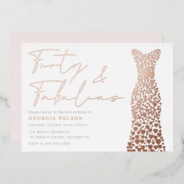 Rose Gold Foil Dress Forty & Fab 40th Birthday  (Front/Back)