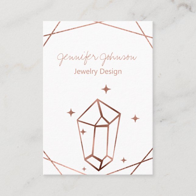 Rose Gold Foil Earring Holder Business Card (Front)