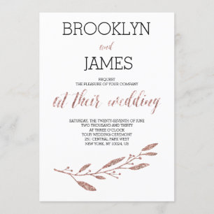 Rose Gold Foil Effect Wedding Invitation