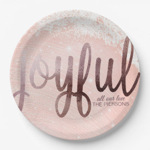 Rose Gold Foil Elegant Christmas Paper Plate