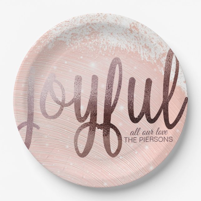 Rose Gold Foil Elegant Christmas Paper Plate (Front)