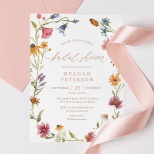 Rose Gold Foil Elegant Wildflower Bridal Shower