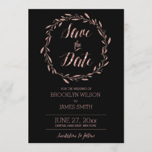 Rose Gold Foil Enregistrer la date Cartes Wreath B