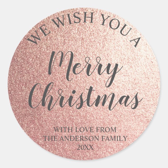 Rose Gold Foil et autocollant de Noël Joyeux Noël  (Devant)