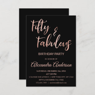 Rose Gold Foil Fifty and Fabulous Invitation