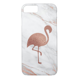 Rose Gold Foil Flamingo on Pink Marble Pattern Case-Mate iPhone Case
