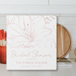 Rose Gold Foil Floral Bridal Shower Recipe Binder