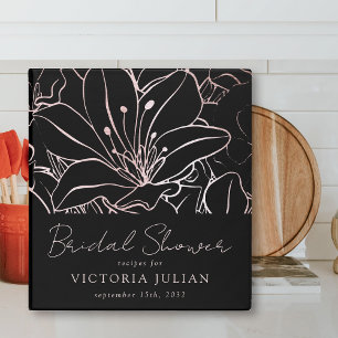 Rose Gold Foil Floral Bridal Shower Recipe Binder