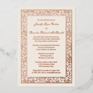 Rose Gold Foil Floral Filigree Mariage Invitation