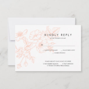 Rose Gold Foil Floral Wedding RSVP avec choix de r