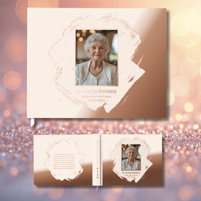 Rose Gold Foil Funérailles Livre d'invités Photo E (Créateur téléchargé)