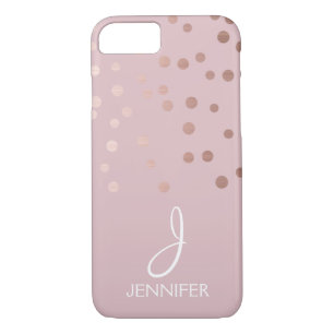 Rose Gold Foil Girly Confetti Monogram Case-Mate iPhone Case