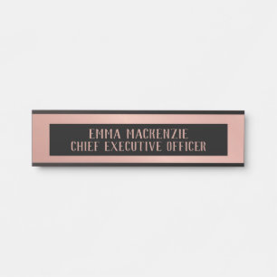 Rose Gold Foil Glam Office Name Plate Door Sign